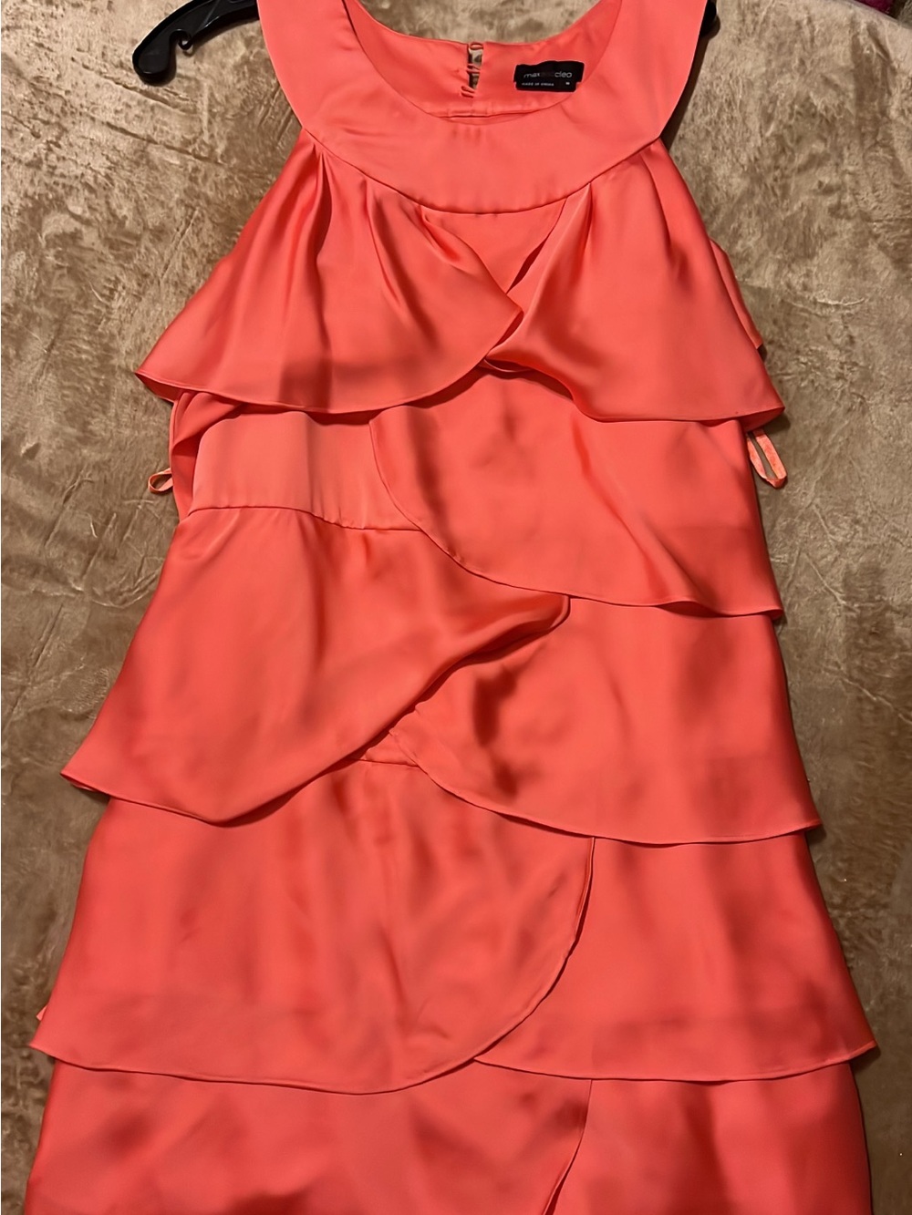 Max & Cleo Coral Tiered Ruffle Dress